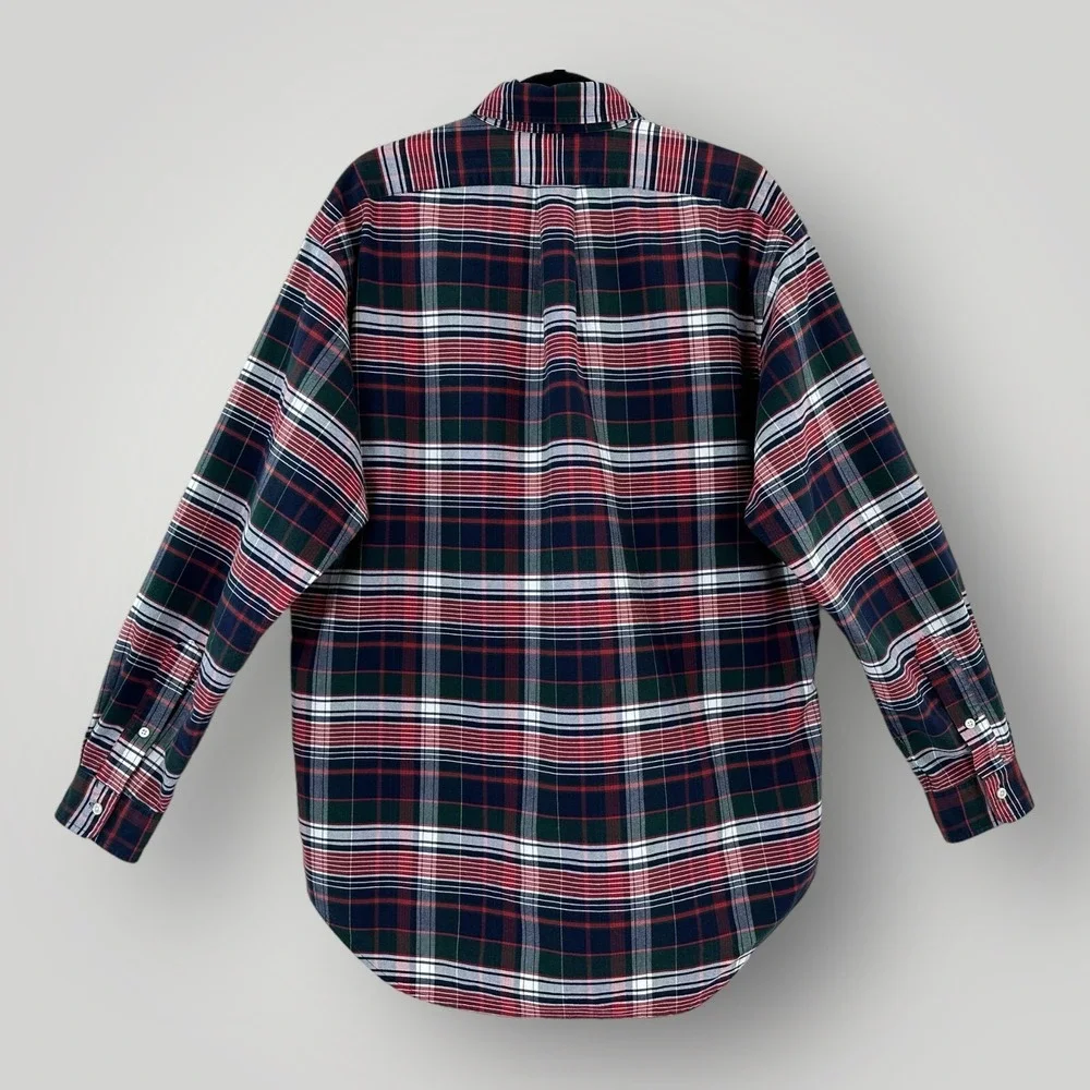 Ralph Lauren Plaid Shirt Mens‎ Medium Green Heavy Cotton Preppy Y2K Polo